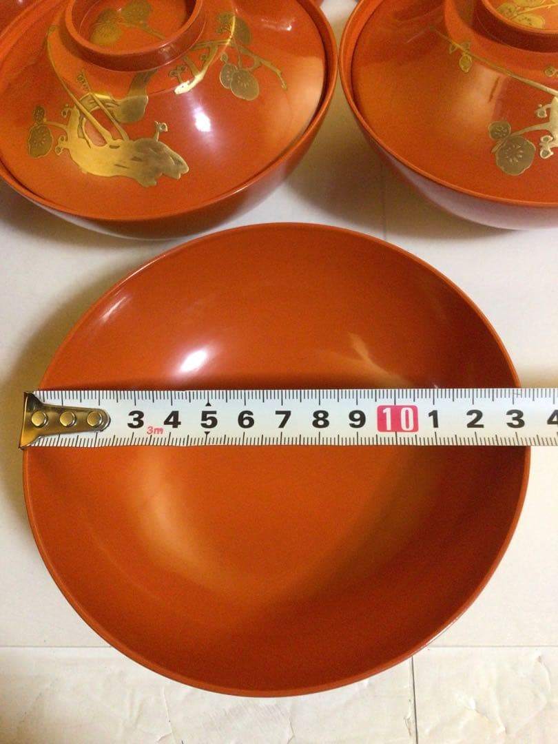 木製 蒔絵入り吸物椀10客 蓋の内側にも蒔絵