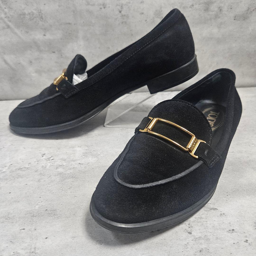 cha.様❣️専用 TOD'S ローファー スエード ブラック 金バックル