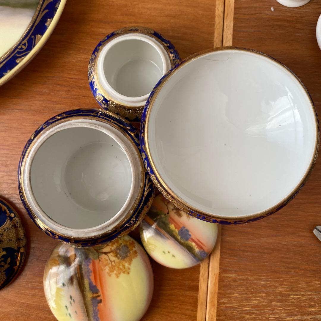 オールドノリタケ　湖水の白鳥　ドレッシングテーブルセット　英国里帰りスワンレイク