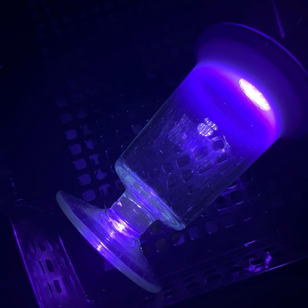 骨董　時代ガラス　超希少！　水色乳白暈し　ベル型　若草色ガラス　氷コップ