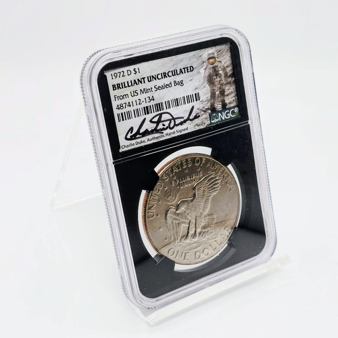 1972年 アイゼンハワー1ドル☆サイン入り☆NGC鑑定品