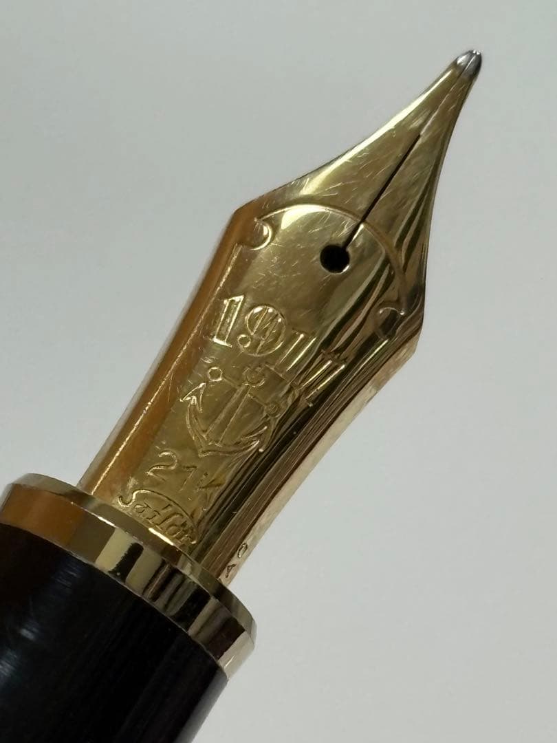 【稀少】セーラー万年筆 長原宣義 ペン先 21K 煤竹 純金プレート 竹取物語