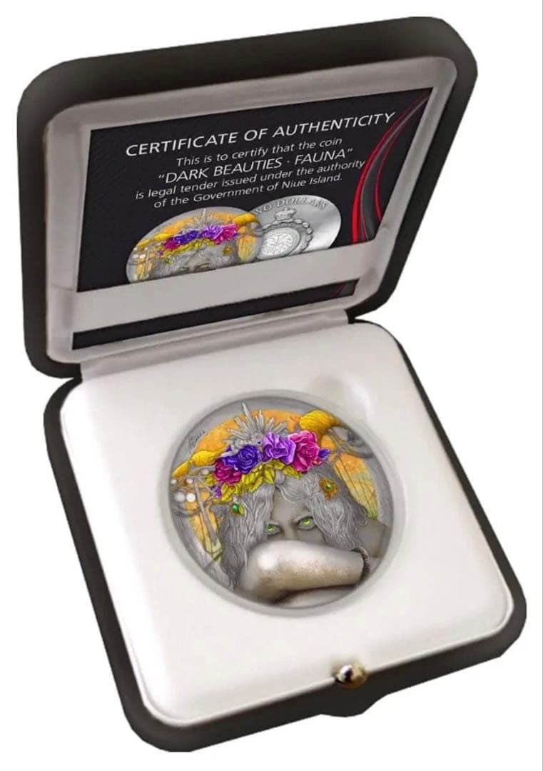 銀貨 ダークビューティーズ ファウナ カラー 超古風仕上げ 大型レリーフ 純銀