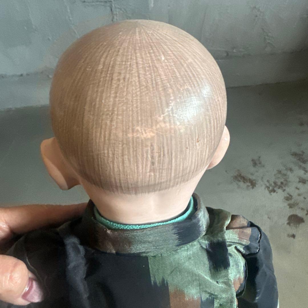 瞬間的お値下げ❣️ヴィンテージ　市松人形 男の子　黒と緑の模様