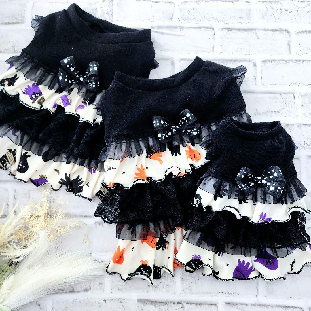 ぴーち様❤️ハロウィン♡たこさんウィンナー♡ティアードワンピ♡ハンドメイド犬服