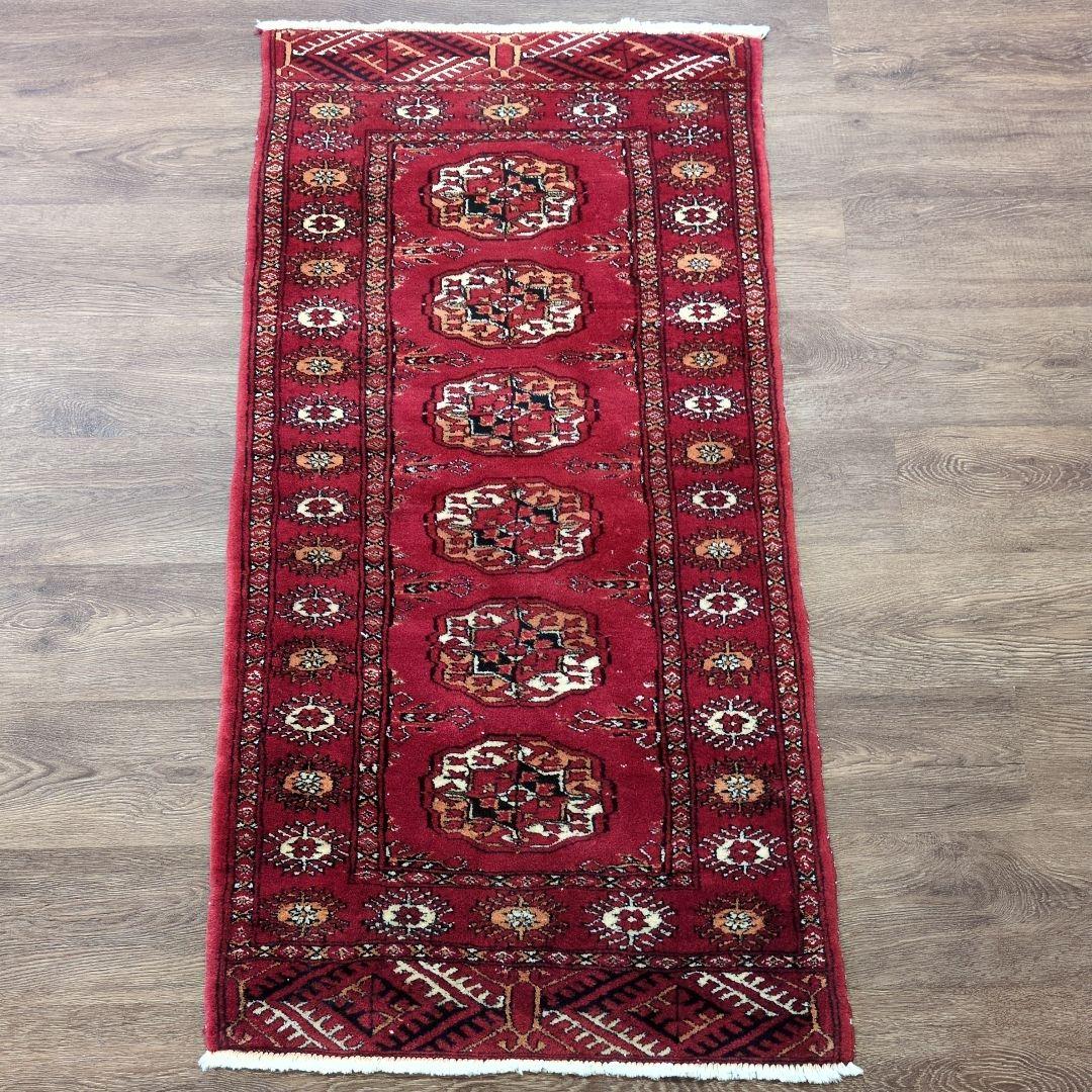 ヴィンテージラグ　パキスタン　トライバルラグ　手織り絨毯　ウール　コットン