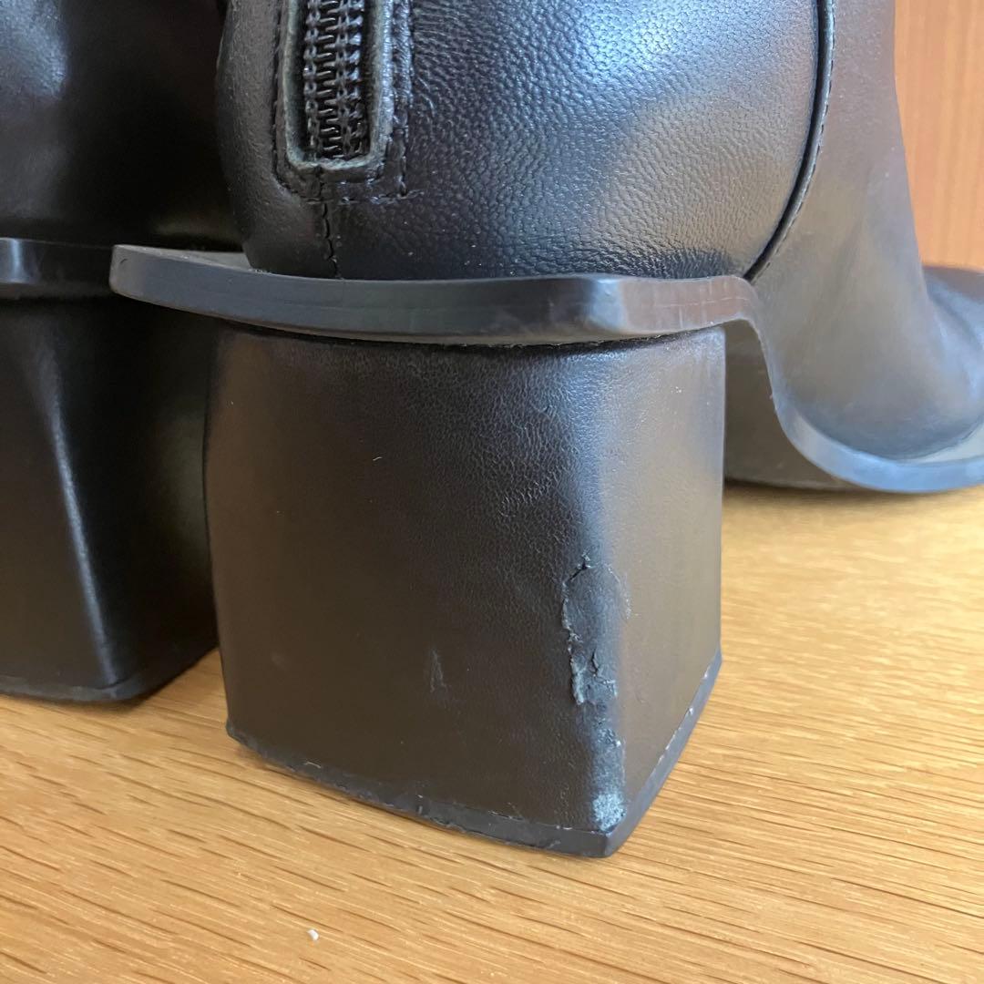 UN3Dアンスリード　ワイドスクエアショートブーツ　22.5~23.5　ブラック