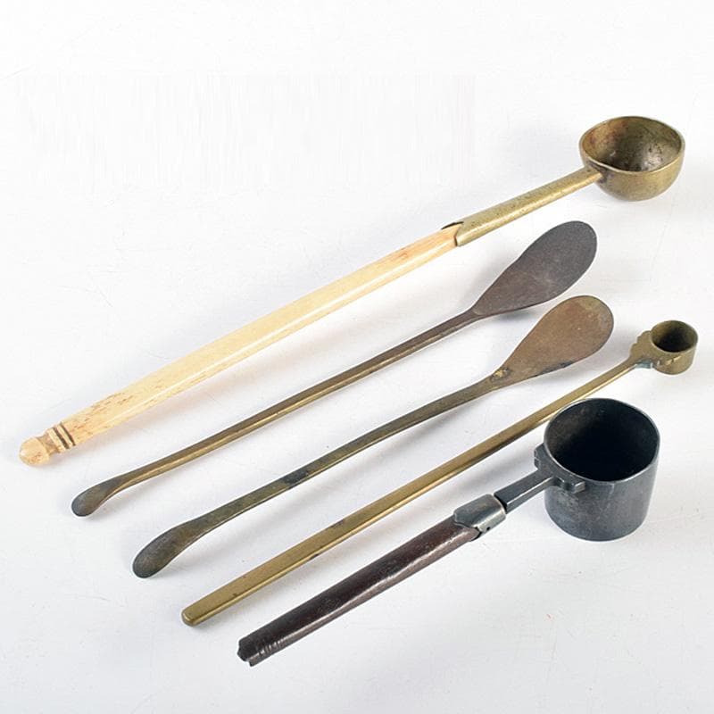こうちゃん　朝鮮美術　李朝　古銅　薬匙　銅匙　柄杓　5点　V　R7507