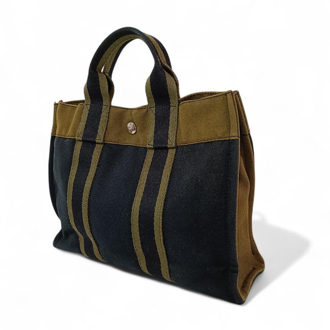 美品 正規品 HERMES エルメス ハンドバッグ フールトゥ キャンバス 黒