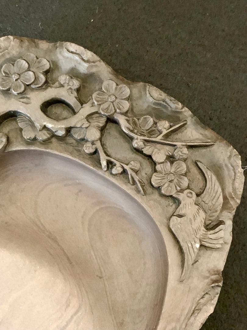 中国端渓硯　天然高級硯石　中国硯　木箱入り　石波模様　アンティーク希少名品