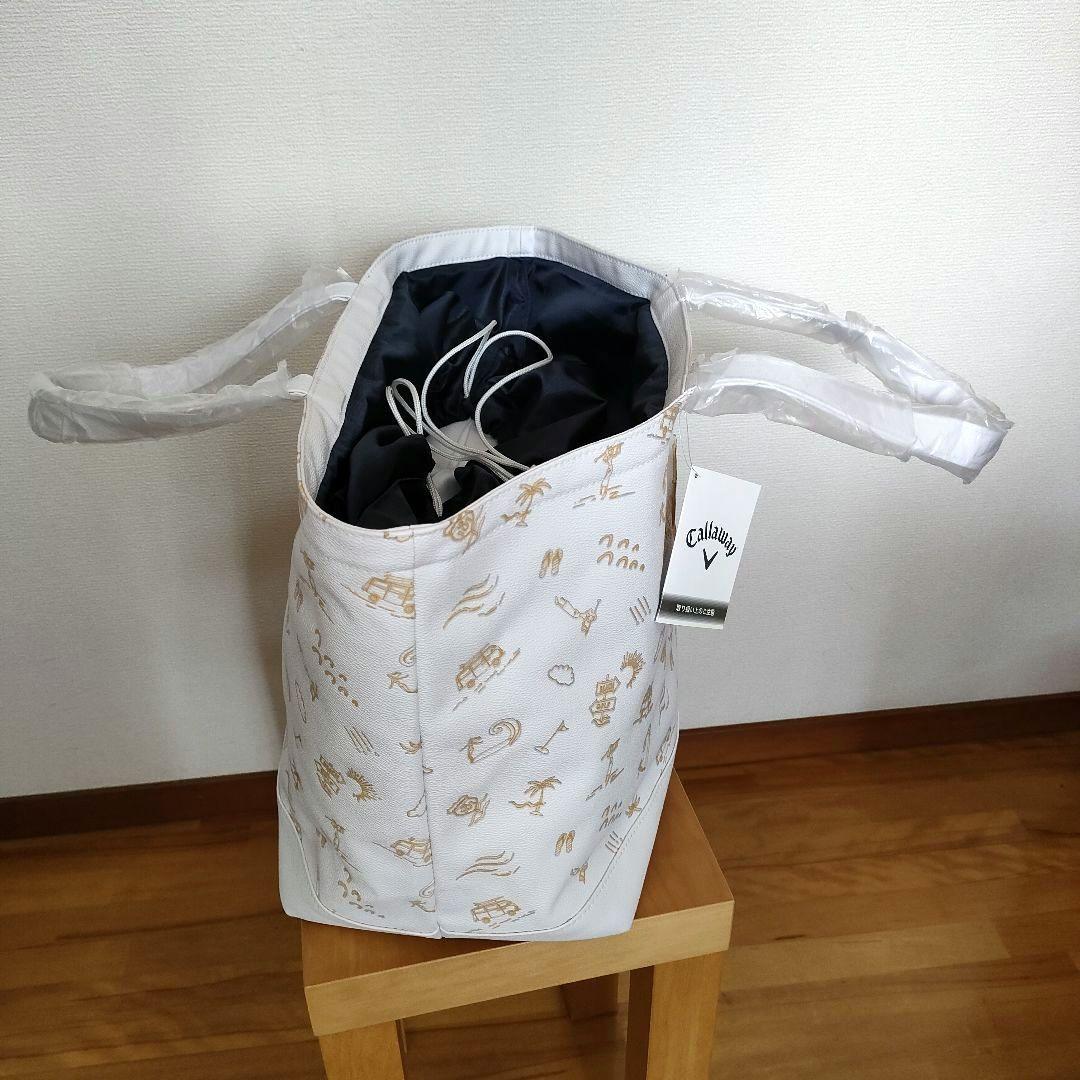 ★未使用品★Callawayゴルフトートバックビーチモチーフ 合成皮革 ホワイト