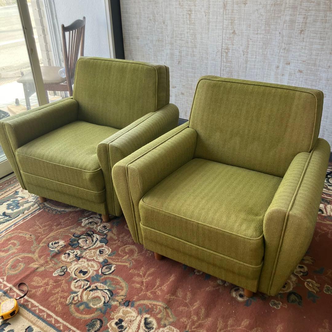 ② 昭和レトロ ミッドセンチュリー 一人掛けソファー ロビーチェア アームチェア