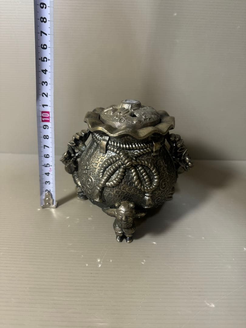 2588 高岡銅器 3足 香炉 寿 香立 風炉