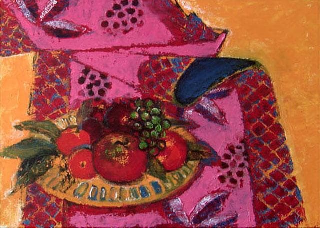 油絵 菅家令子 絵 絵画 インテリア uF6-113902 静物 果物