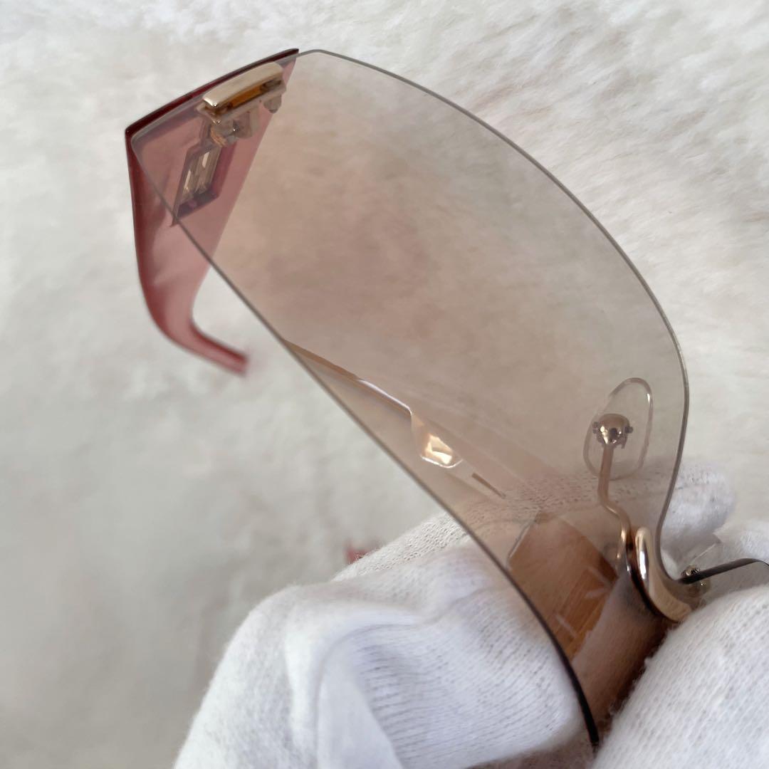 【希少品】FENDI サングラス ピンク ユニセックス ヴィンテージ シールド