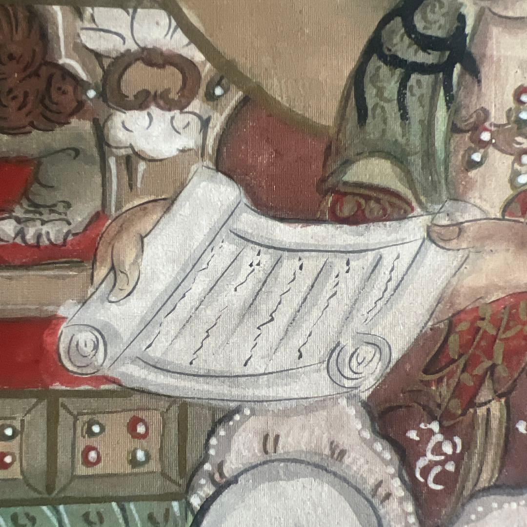 佛画　仏画　人物画　釈迦三尊　絹本　肉筆