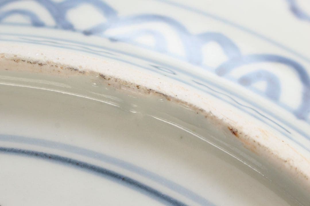 No5146 古伊万里　大明成化年製　染付花鳥文大皿　直径47cm 送料無料