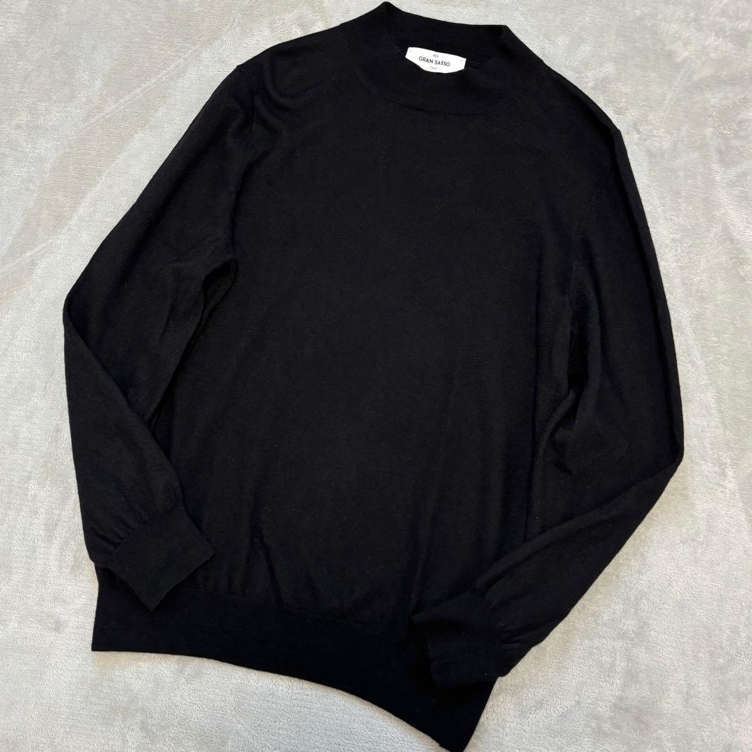 美品✨Gran Sasso モックネック 50 ニット セーター 黒 現行