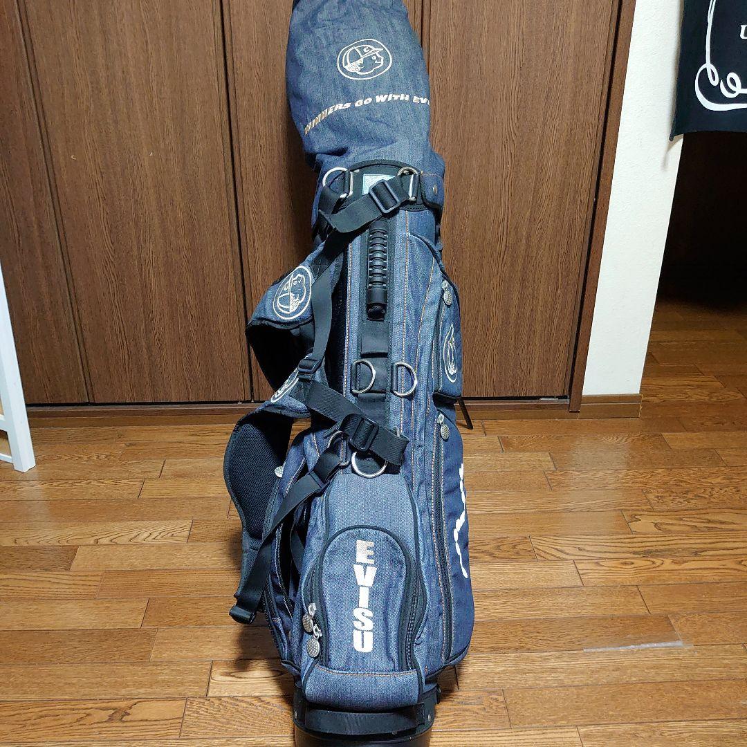 EVISU GOLF キャディバッグ ゴルフバッグ デニム スタンド付 芝生くん