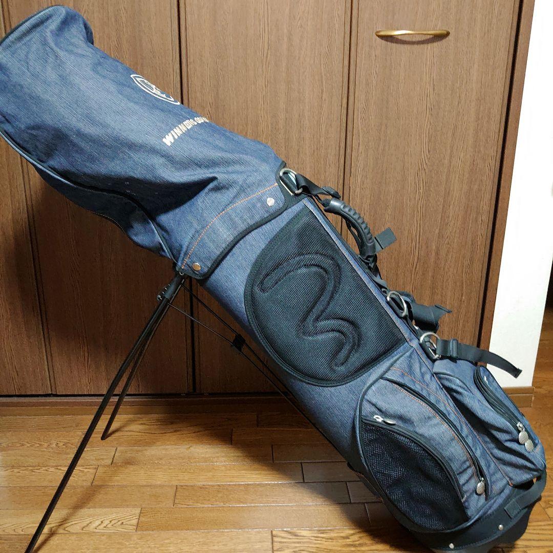 EVISU GOLF キャディバッグ ゴルフバッグ デニム スタンド付 芝生くん