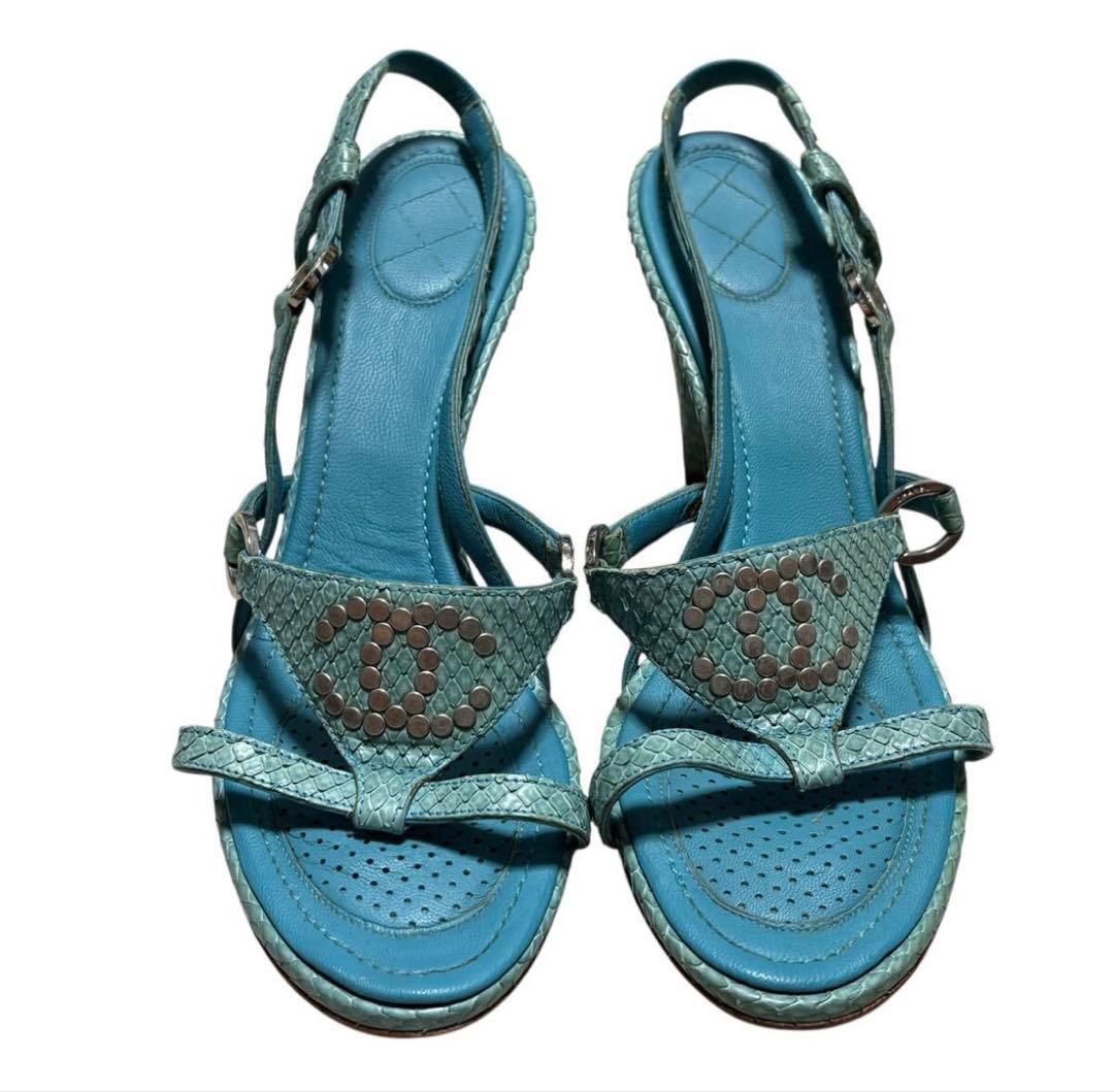 CHANEL シャネル ココマーク スタッズ サンダル 37 1/2