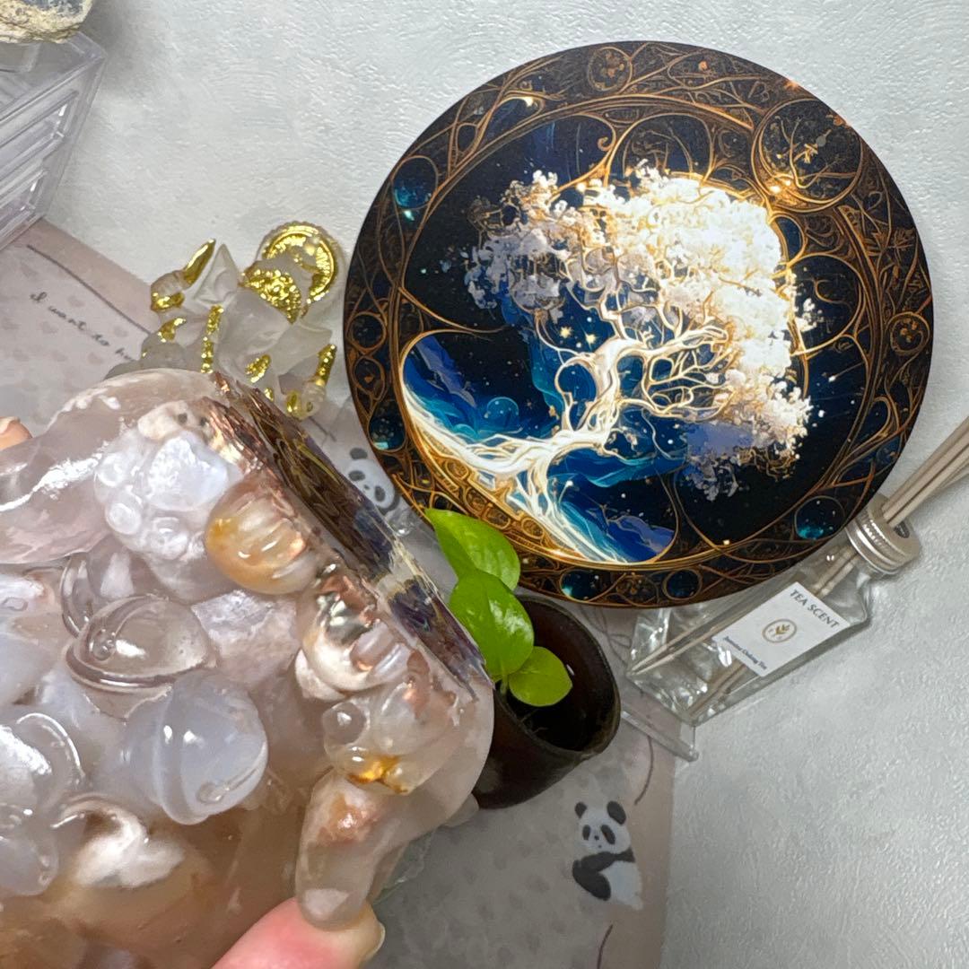 ひまわり様☆専用ページオルゴナイト まん丸の九尾の狐 桜瑪瑙