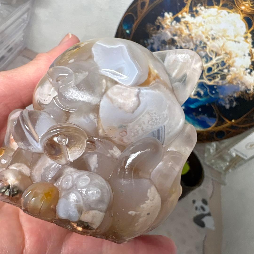 ひまわり様☆専用ページオルゴナイト まん丸の九尾の狐 桜瑪瑙