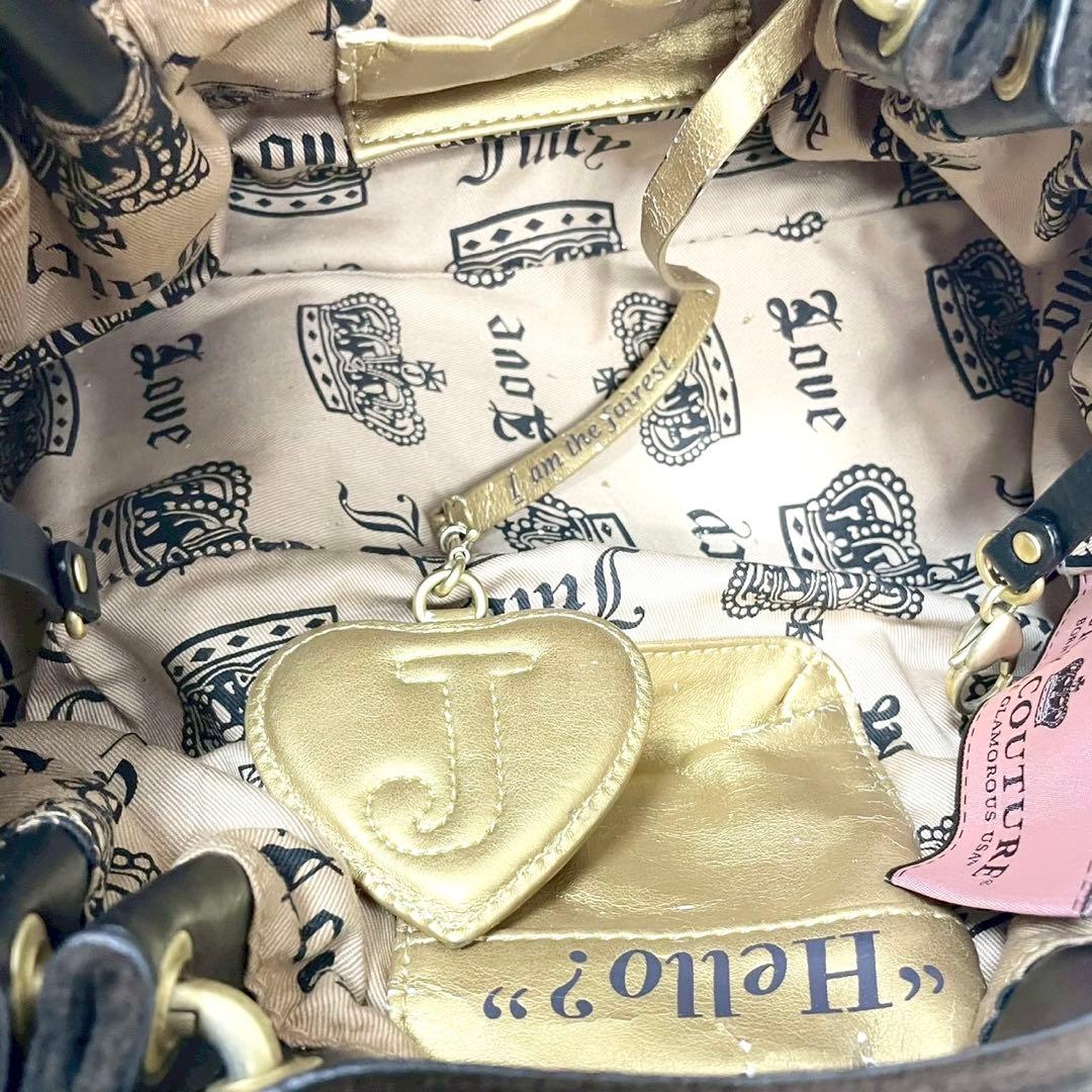 y2k❤️00s JUICY COUTURE テリア ロゴ ベロア ハンドバッグ