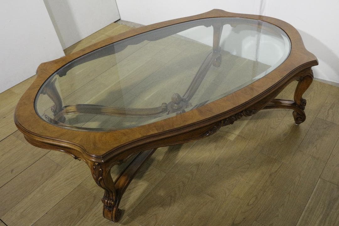 KARGES FUNITURE★木製センターテーブル★ガラス天板★ネコ脚★
