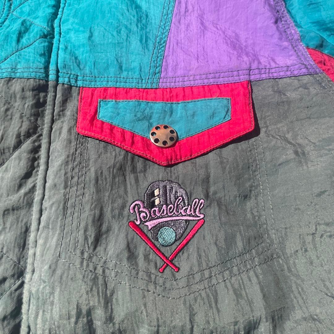 古着 スキーナイロンジャケット 中綿ブルゾン マルチカラー