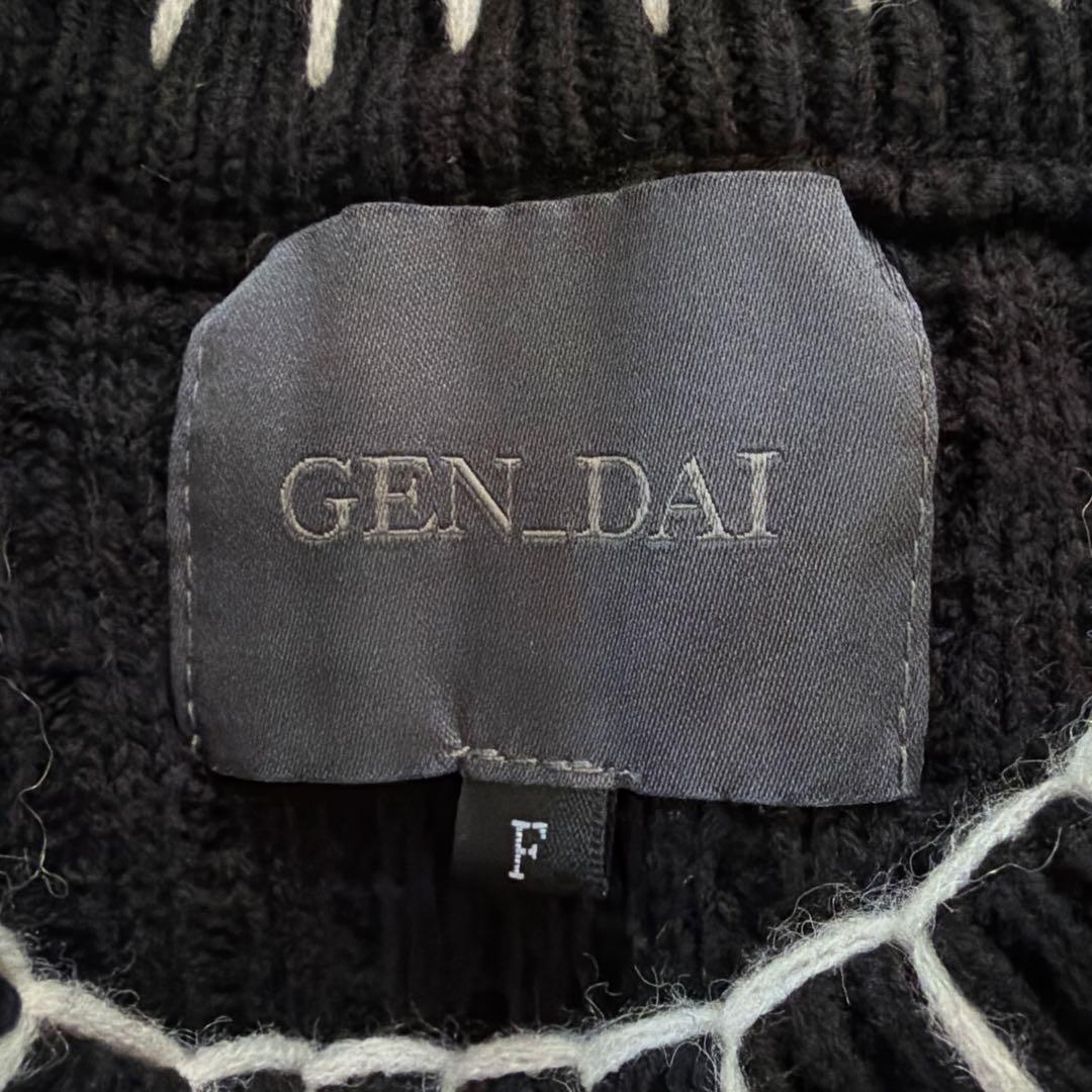 GEN_DAI ゲンダイ　ステッチ　ワッフルニットセーター ブラック　サイズF