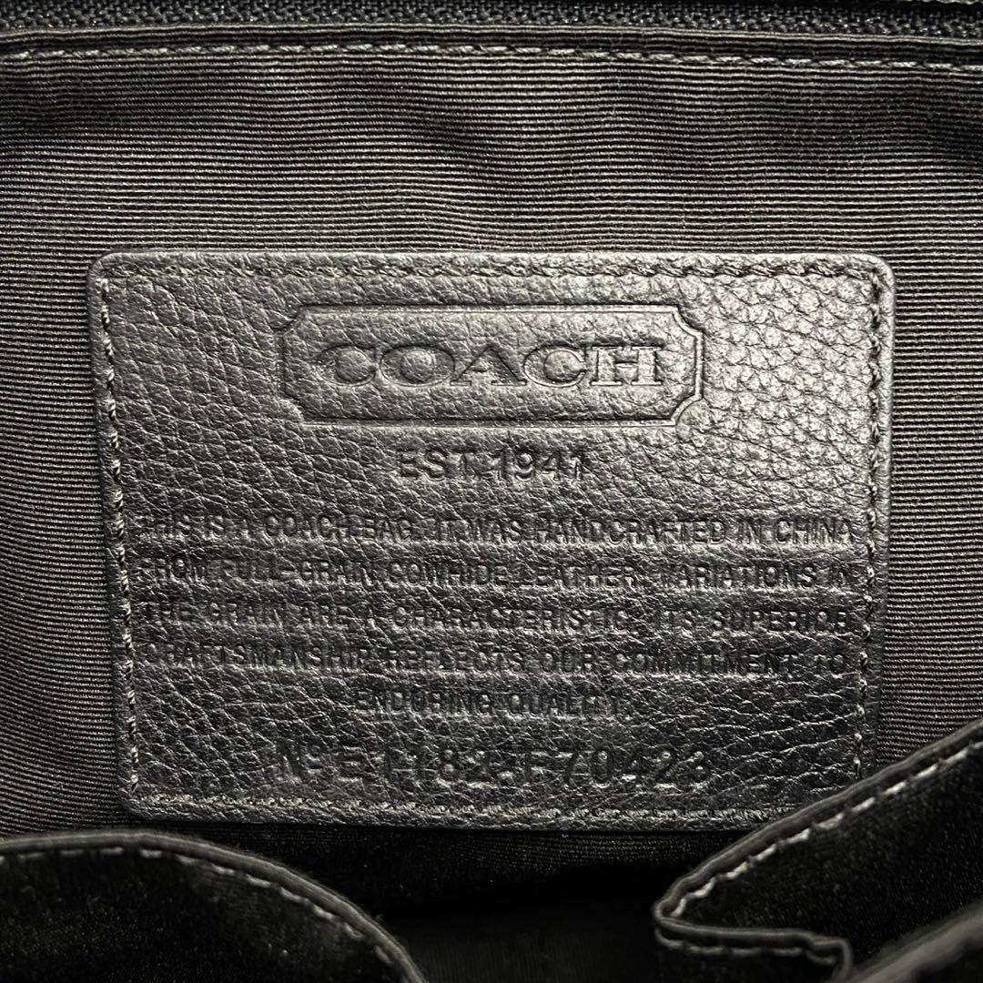 【美品】コーチ メッセンジャーバッグ ショルダー ブラック レザー 大容量