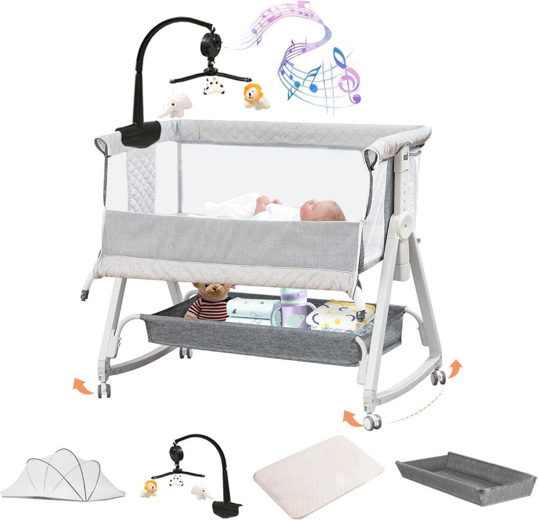 ⭐️新品⭐️ ベビーベッド 添い寝ベッド グレー 乳児用ベッド 多機能 高さ6段調整