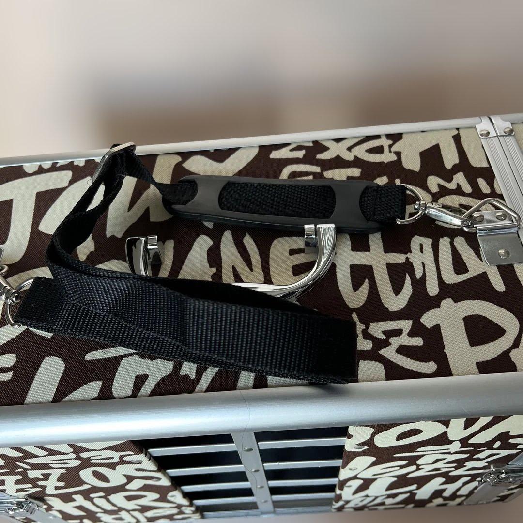 ペットハードキャリーバッグブラウン系小物入れ付き