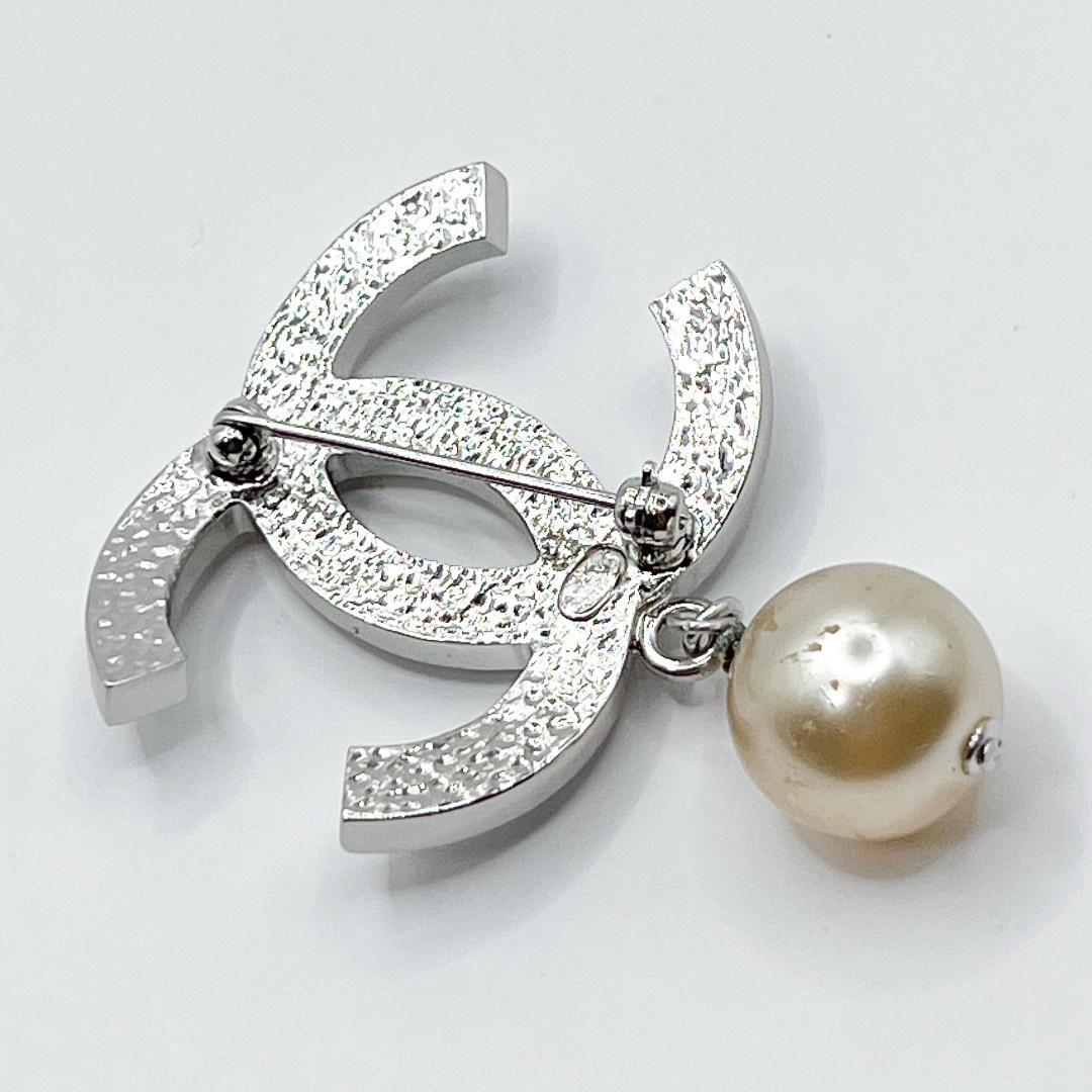 美品★シャネル ブローチ パール シルバー ヴィンテージ ココマーク 06 V