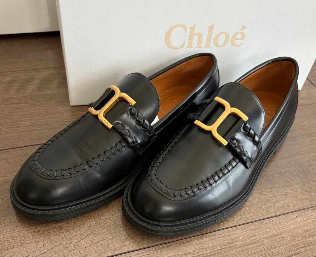 Chloé MARCIE ブラックレザー ローファー 24cm 【ほぼ新品】