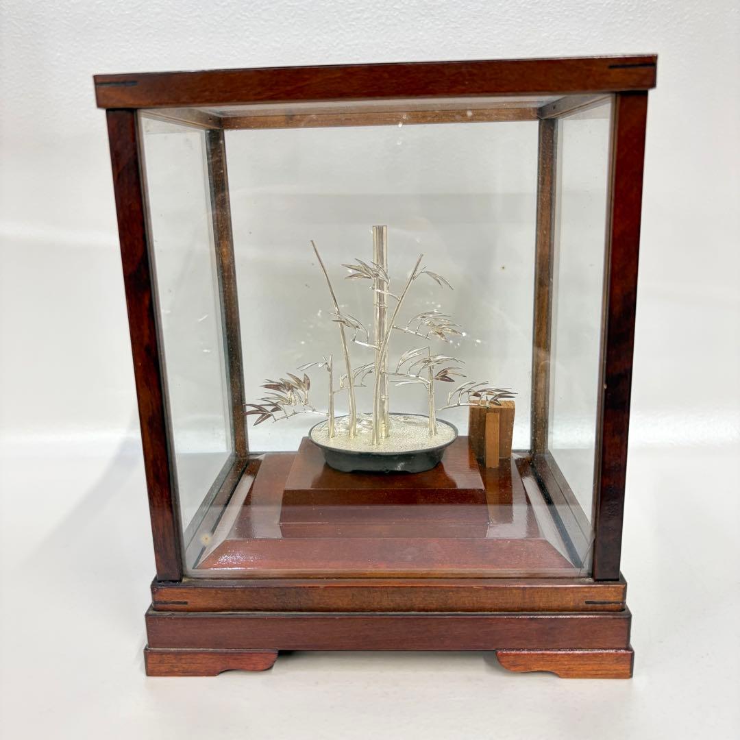 光則作銀製竹　洋銀製純銀仕上げ 竹の置物 開運 純銀製　竹　光則作