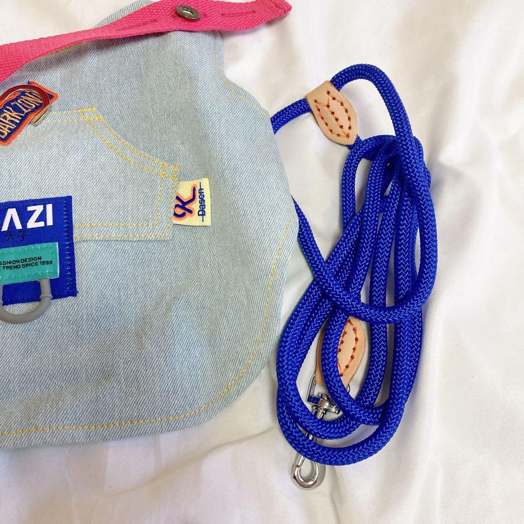 ❣️匿名❣️犬　ハーネス、調整可能なベルクロデニム犬用ハーネス