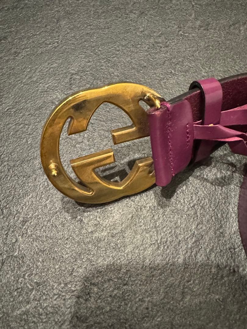 GUCCI GGロゴバックル ベルト パープル