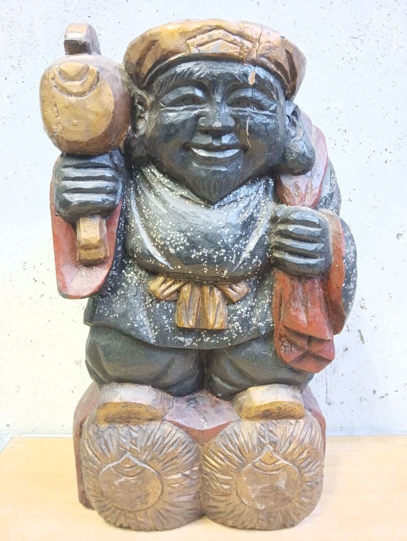 蔵出し 螺鈿細工 木彫 七福神 大黒天 置物 魔除け 厄除け 縁起物