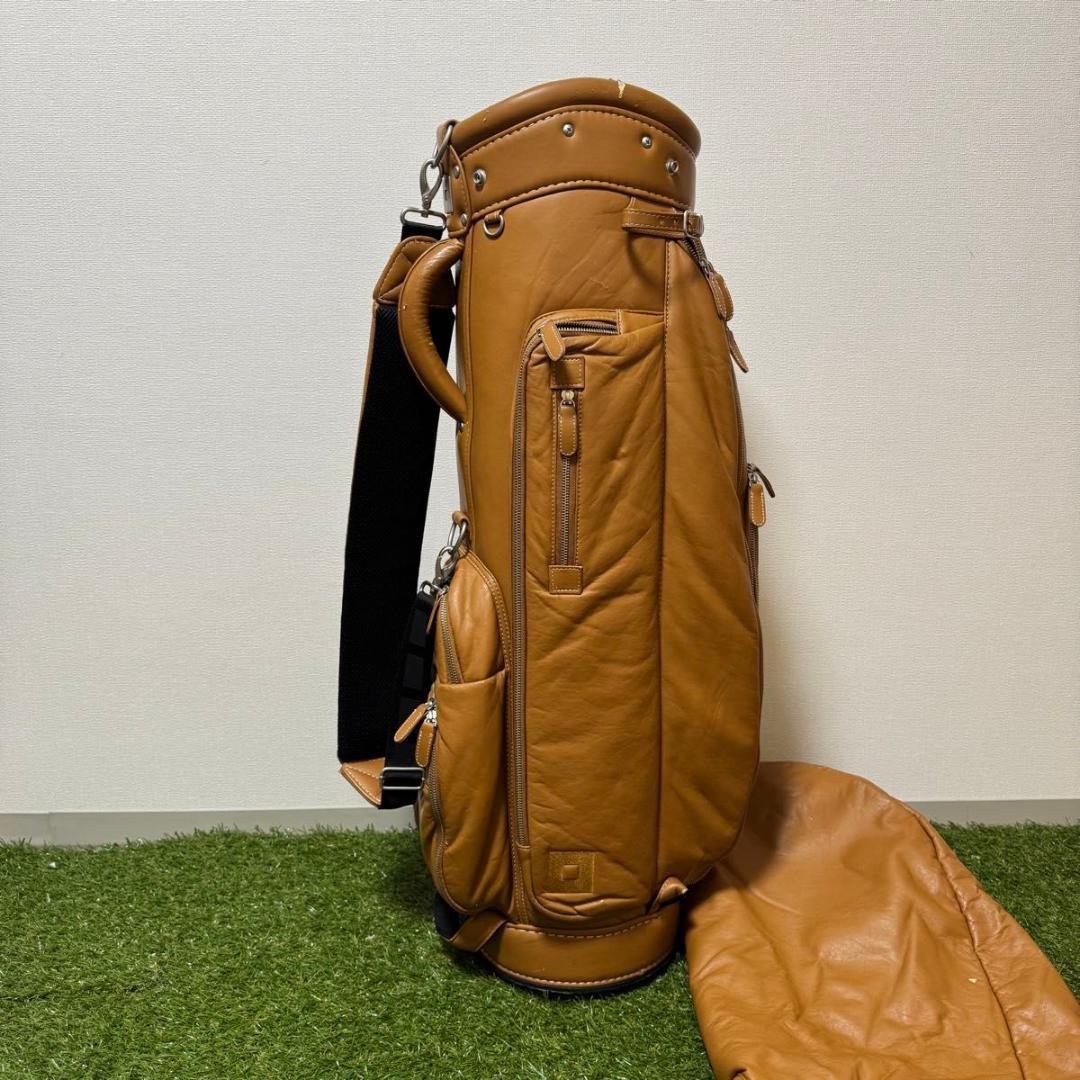 ONOFF オノフ キャディバッグ ゴルフバッグ ソフトタッチ本革調 キャメル色