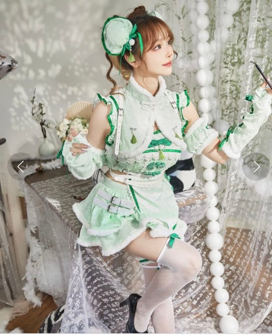 malymoon もこもこハーネスチャイナ ミントグリーン チャイナ服 メイド