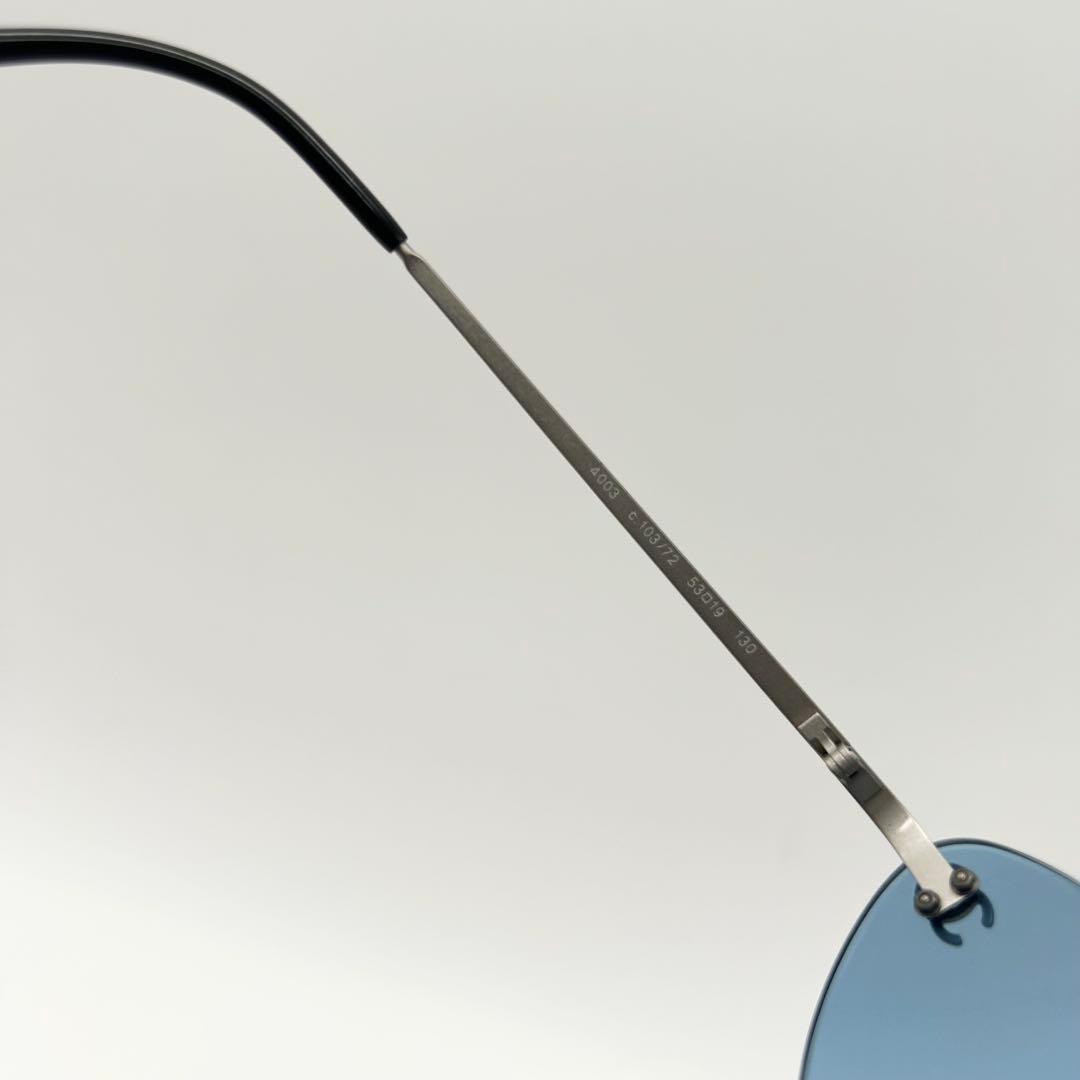 美品 CHANEL サングラス ココマーク リムレス ブルー 4003 ケース付