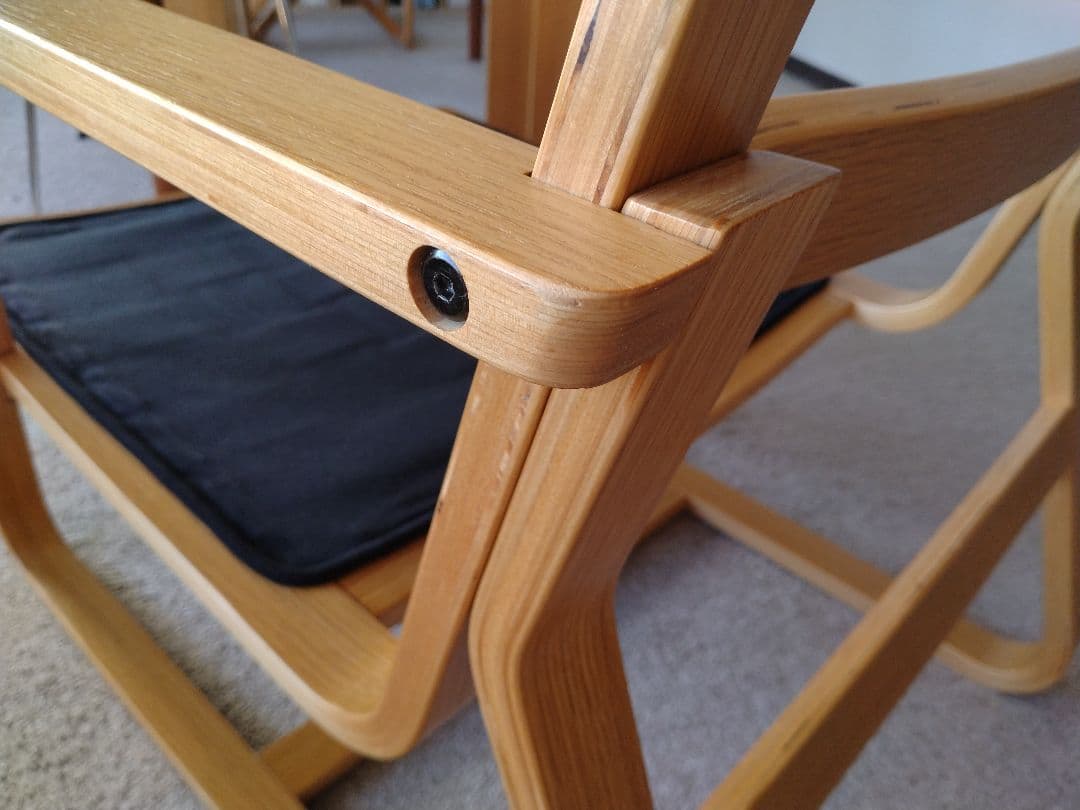 【良品】MUJI無印 ダイニングソファチェアオーク材/リビングでもつかえる茶①