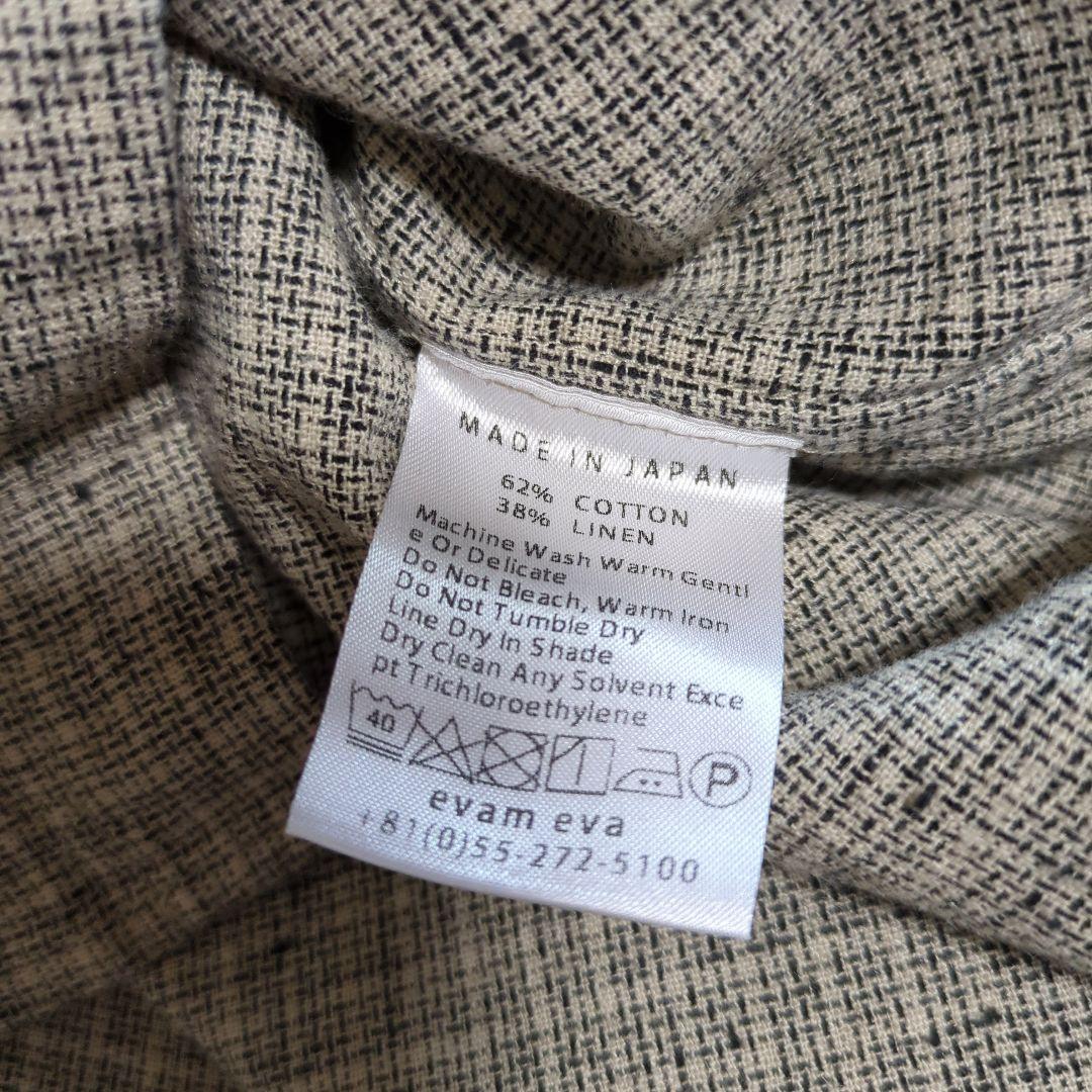 2025年 evam evaコットンリネン　チェックシャツ　30,800円