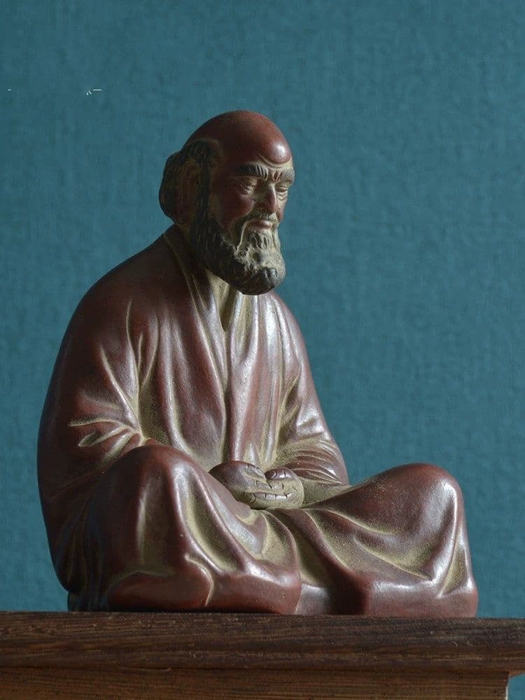 紫砂仏像 座禅達磨祖師像 茶道具 茶寵 装飾品 工芸品 置物