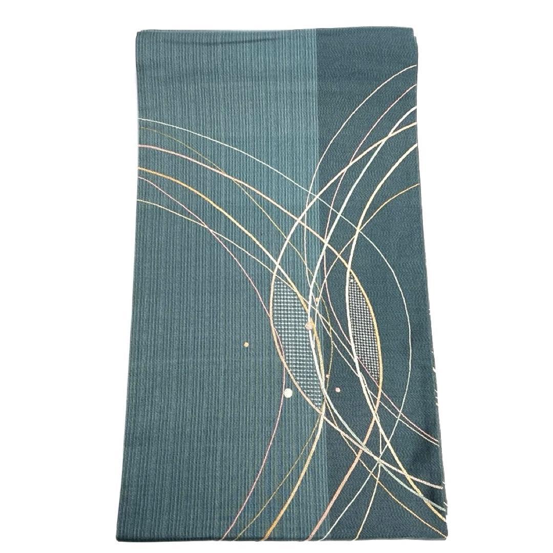 袋帯　スワトウ刺繍　相良刺繍　流線　縦縞　ドット　着物　102b d