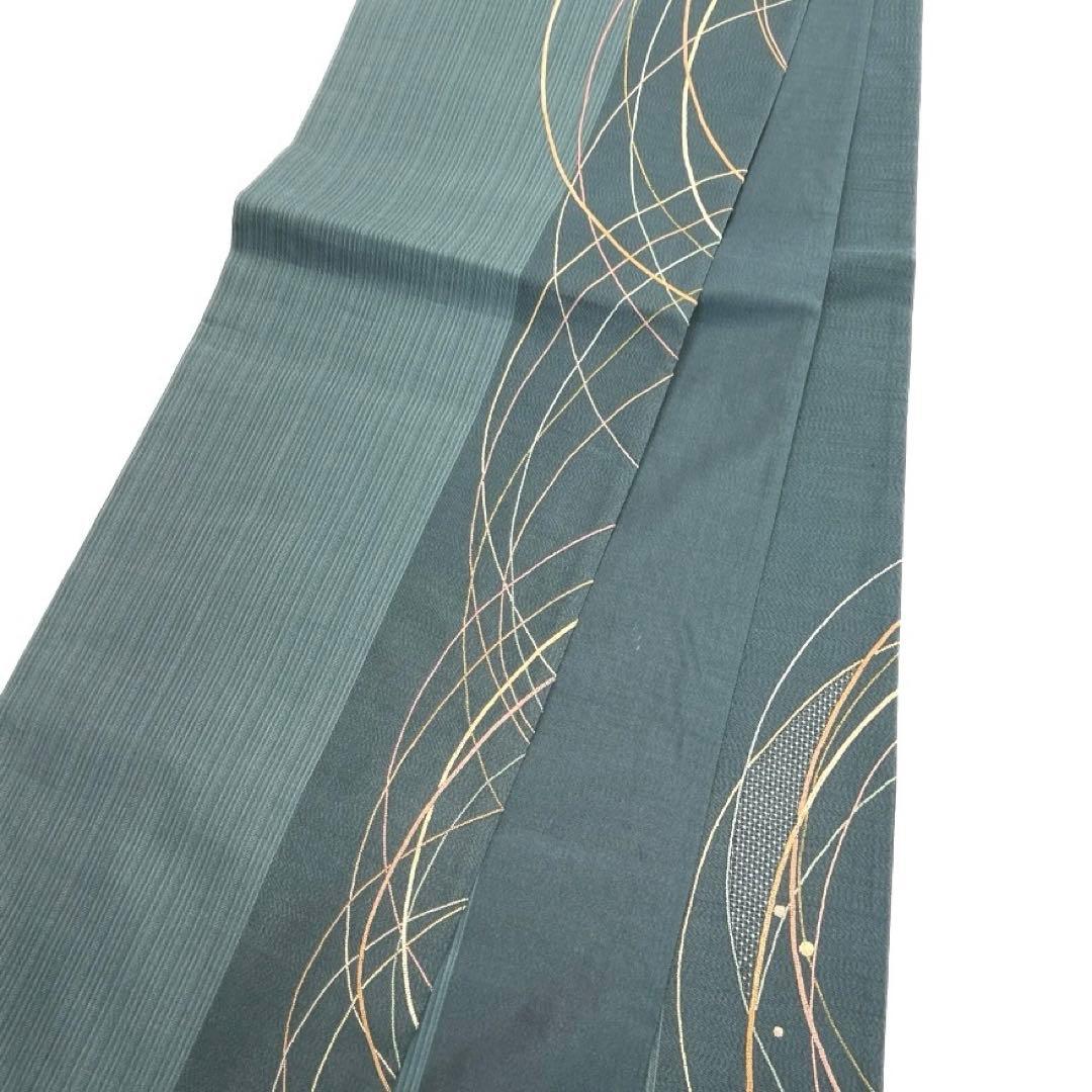 袋帯　スワトウ刺繍　相良刺繍　流線　縦縞　ドット　着物　102b d