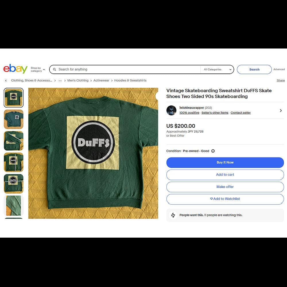 【1993年USA製】初期 DuFFS スウェット オールドSK8 ビンテージ