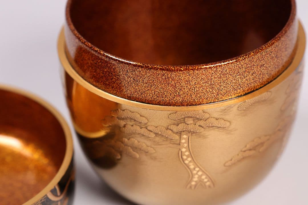 MA583 茶道具 一后一兆作 塩釜蒔絵 棗 保証品 共箱・共布・作歴 / 梨地